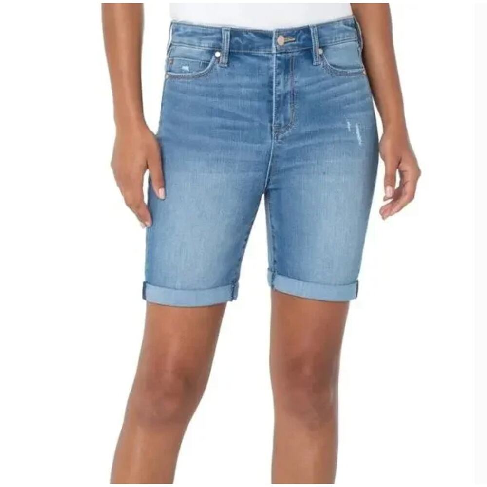 Liverpool Kristy Hi-Rise Denim Jean Shorts 28 6 NWT Distressed Walking Bermuda